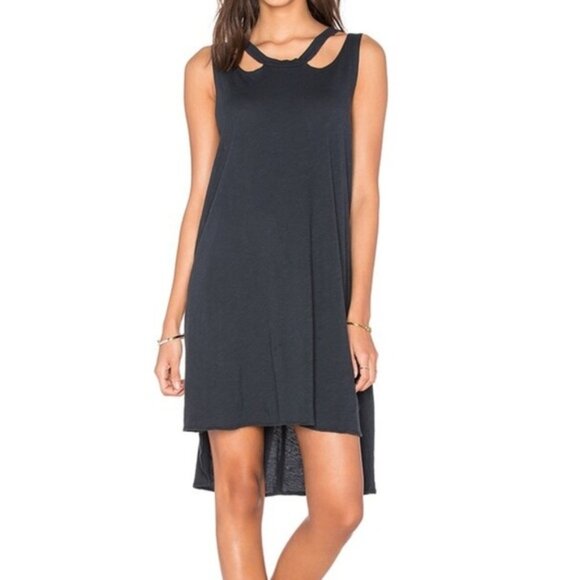 LNA Aura Dress Mini T-shirt Cut Out Hi Low Asymmetric Hem Cotton Grey Size XS/S - Picture 4 of 14